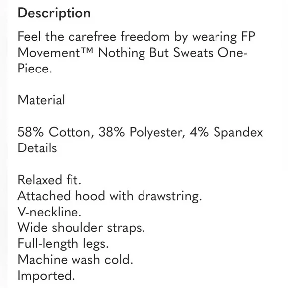 Free People Movement Nothing but Sweat Hooded Jumpsuit ~ Artic Blue - Picture 3 of 6